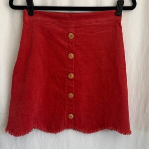 L Love Coral Ribbed Mini Skirt